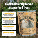 Premium Grubs, USA Grown Dried Black Soldier Fly Larvae, High Calcium Treat for Chickens, Ducks, Wild Birds